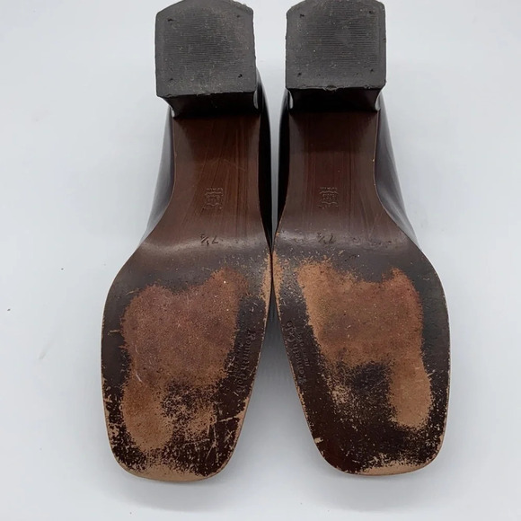 Kenneth Cole Brown Leather Square Toe Loafer Heels - Picture 6 of 10